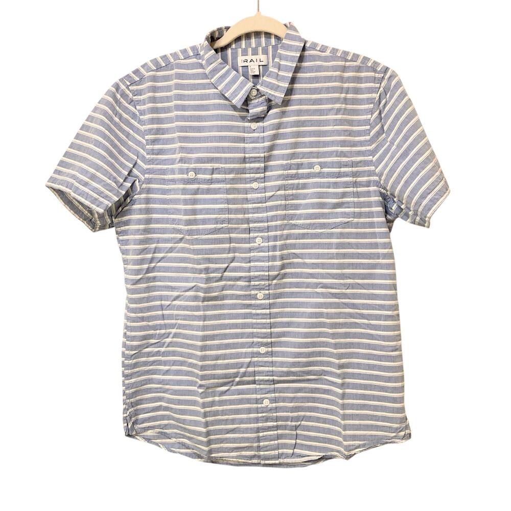 The Rail Striped 100% Cotton Button-Down Shirt Men's Size Large EUC